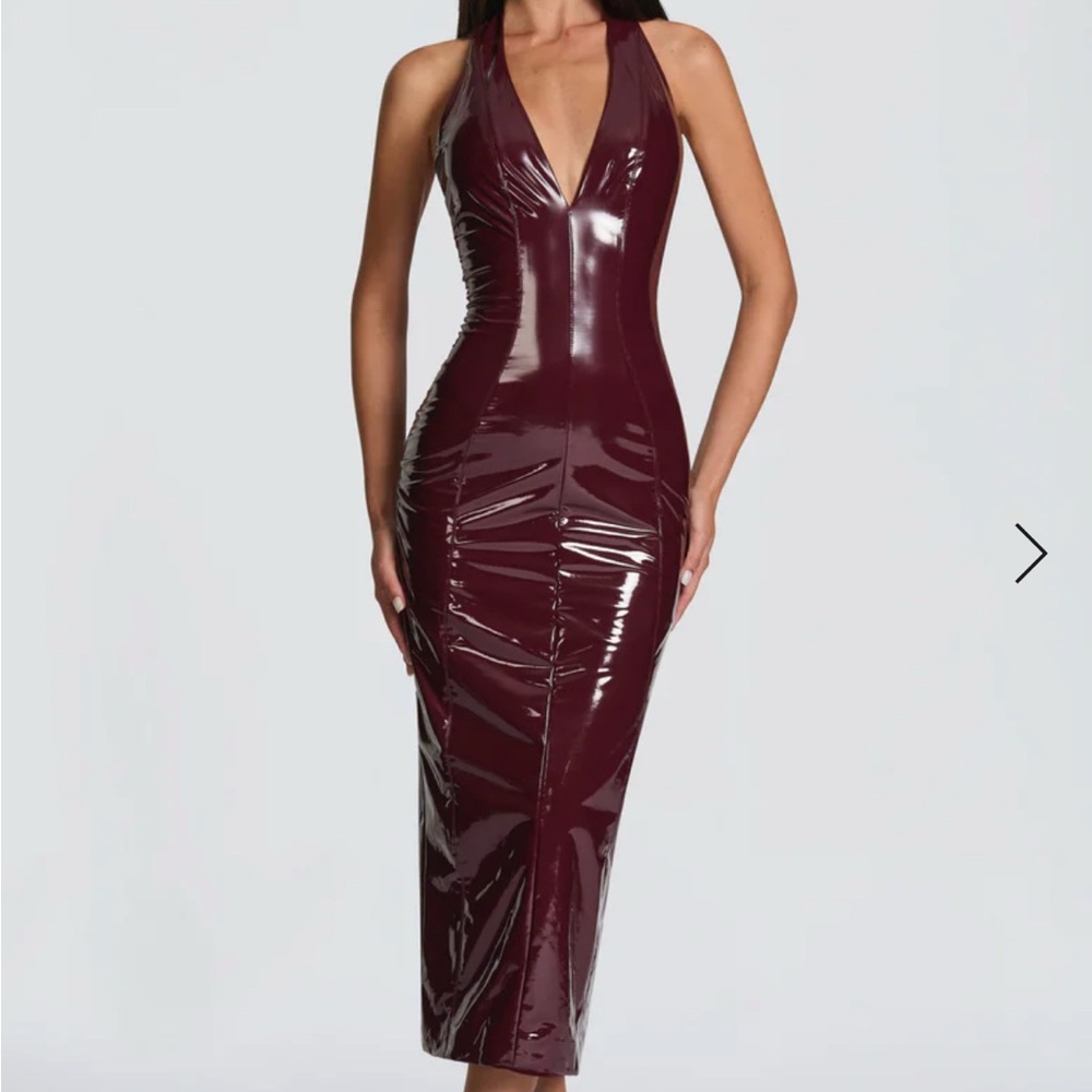 Elegant Burgundy Halter Dress